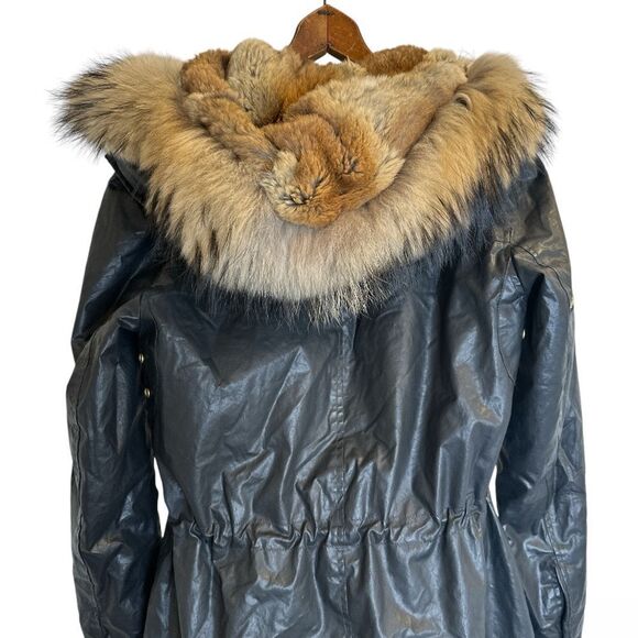 SAM. Parka Carbon Rabbit Fur Lined Zipper Jacket - Picture 6 of 16
